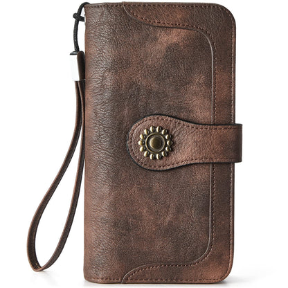 HOTBOSTANTEN Leather Wallet for Women RFID Blocking Zip Around Credit Cards Holder Phone Clutch