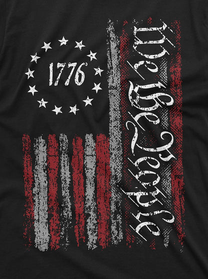 HOTWe The People Tee Shirt 1776 Independence Day 4th of July USA Graphic Flag Print T-Shirt