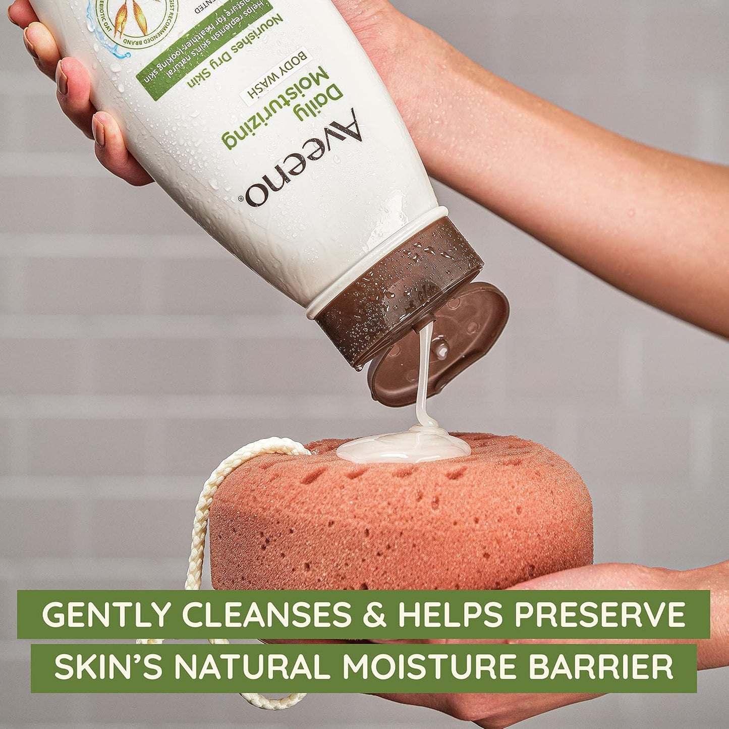 HOTAveeno Daily Moisturizing Body Wash for Sensitive Skin + Prebiotic Oat, Gently Cleanses, Nourishes & Feels Moisturizing Dry Skin, Light Fragrance, Refill Pouch, 36 fl. oz