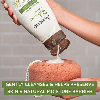 HOTAveeno Daily Moisturizing Body Wash for Sensitive Skin + Prebiotic Oat, Gently Cleanses, Nourishes & Feels Moisturizing Dry Skin, Light Fragrance, Refill Pouch, 36 fl. oz