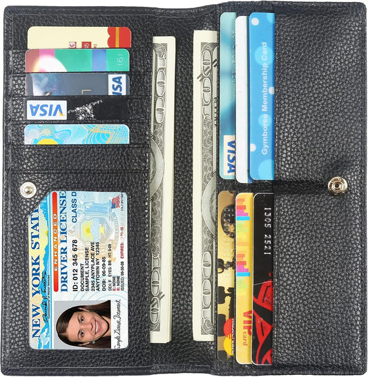 HOTLavemi Ultra Slim Thin Leather Women Wallet RFID Blocking Credit Card Holder Bifold Long Ladies Billfold