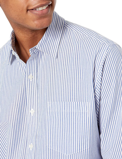 HOTAmazon Essentials Men's Regular-Fit Long-Sleeve Casual Poplin Shirt, Button Front, Business Casual, Collared