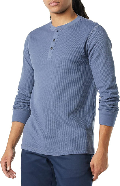 HOTAmazon Essentials Men's Long Sleeve Waffle Henley Shirt