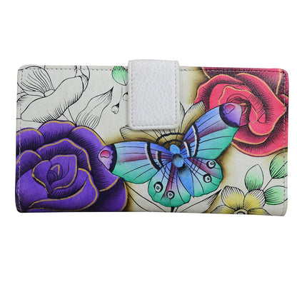 HOTAnna by Anuschka Women's Hand Painted Genuine Leather Two Fold Organizer Wallet