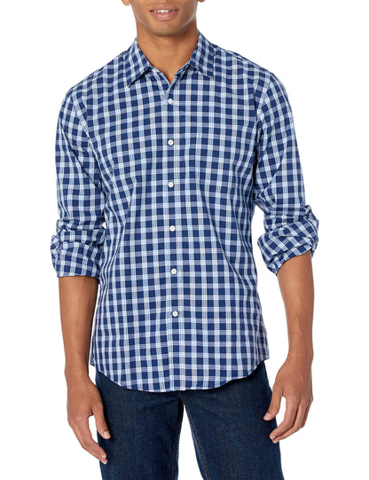 HOTAmazon Essentials Men's Regular-Fit Long-Sleeve Casual Poplin Shirt, Button Front, Business Casual, Collared