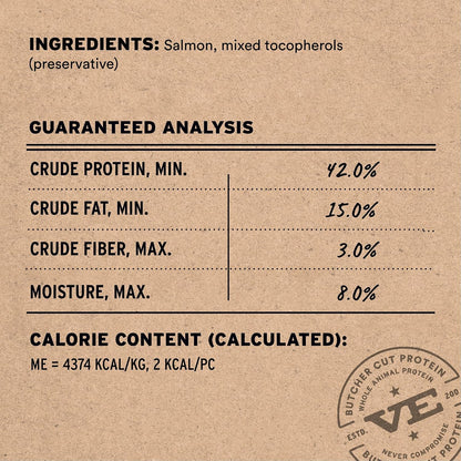 HOTVital Essentials Freeze Dried Dog Treats, Salmon Bites, 2.5 oz Bag | Single Animal Protein, Premium Quality, Grain-Free Training Treats, USA Made with U.S. & Globally Sourced Ingredients