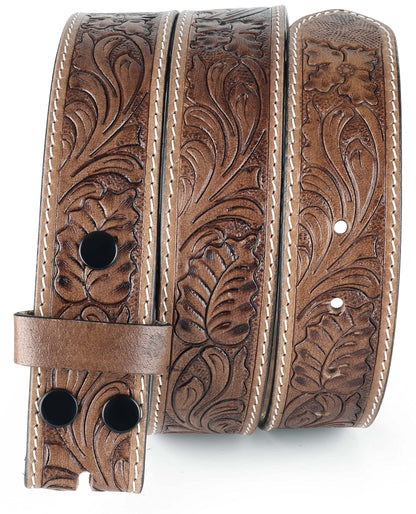 HOTF&L CLASSIC Western Belt without buckle for men – Full Grain Leather Cowboy Belts for jeans - One Piece Leather strap belt