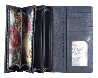 HOTWomen's Top Grain Leather Wallet, RFID Blocking Bifold clutch, 17 Card Slots, Zip Pocket Organizer, Elegant Gift for Women — Birthday, Valentine, Anniversary - TAUPE