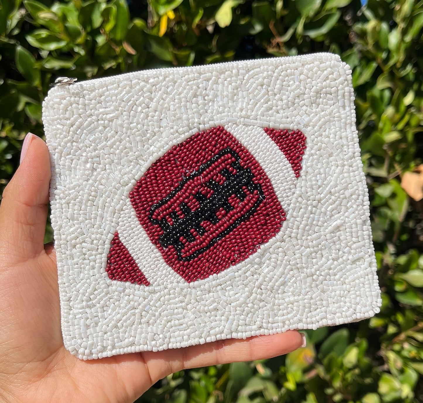 HOTFootball Beaded Coin Purse Pouch, Small Wallets for Her, Gift Card Pouch Birthday Gift, Football Fan Must Have