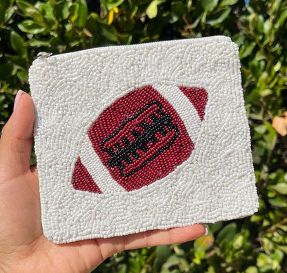 HOTFootball Beaded Coin Purse Pouch, Small Wallets for Her, Gift Card Pouch Birthday Gift, Football Fan Must Have