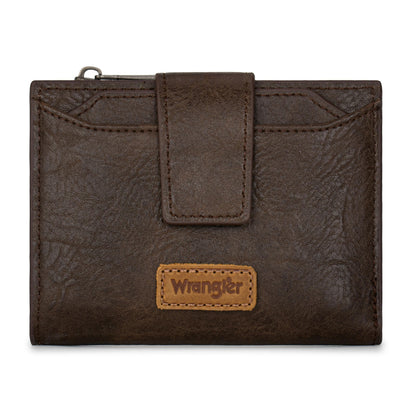 HOTMontana West X Wrangler Small Wallet Woman, Bifold RFID Blocking Wallet Leopard Print Zipper Pocket Wallets with Removable ID Window