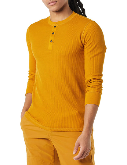 HOTAmazon Essentials Men's Long Sleeve Waffle Henley Shirt