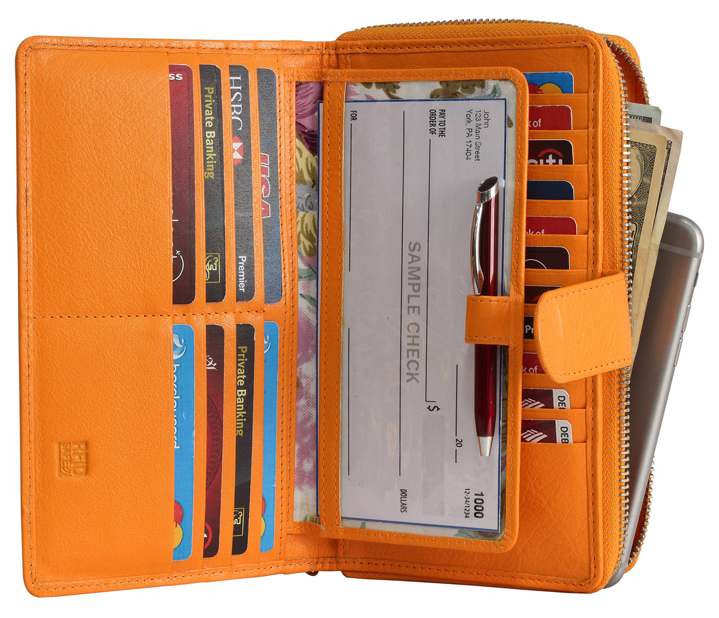 HOTBig Fat RFID Blocking Leather Organizer Checkbook Wallets For Women - Clutch
