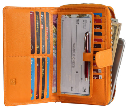 HOTBig Fat RFID Blocking Leather Organizer Checkbook Wallets For Women - Clutch