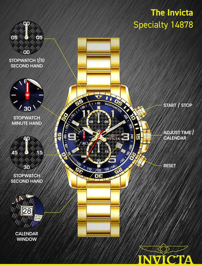 HOTInvicta Men's Specialty Chronograph Textured Dial Stainless Steel Watch