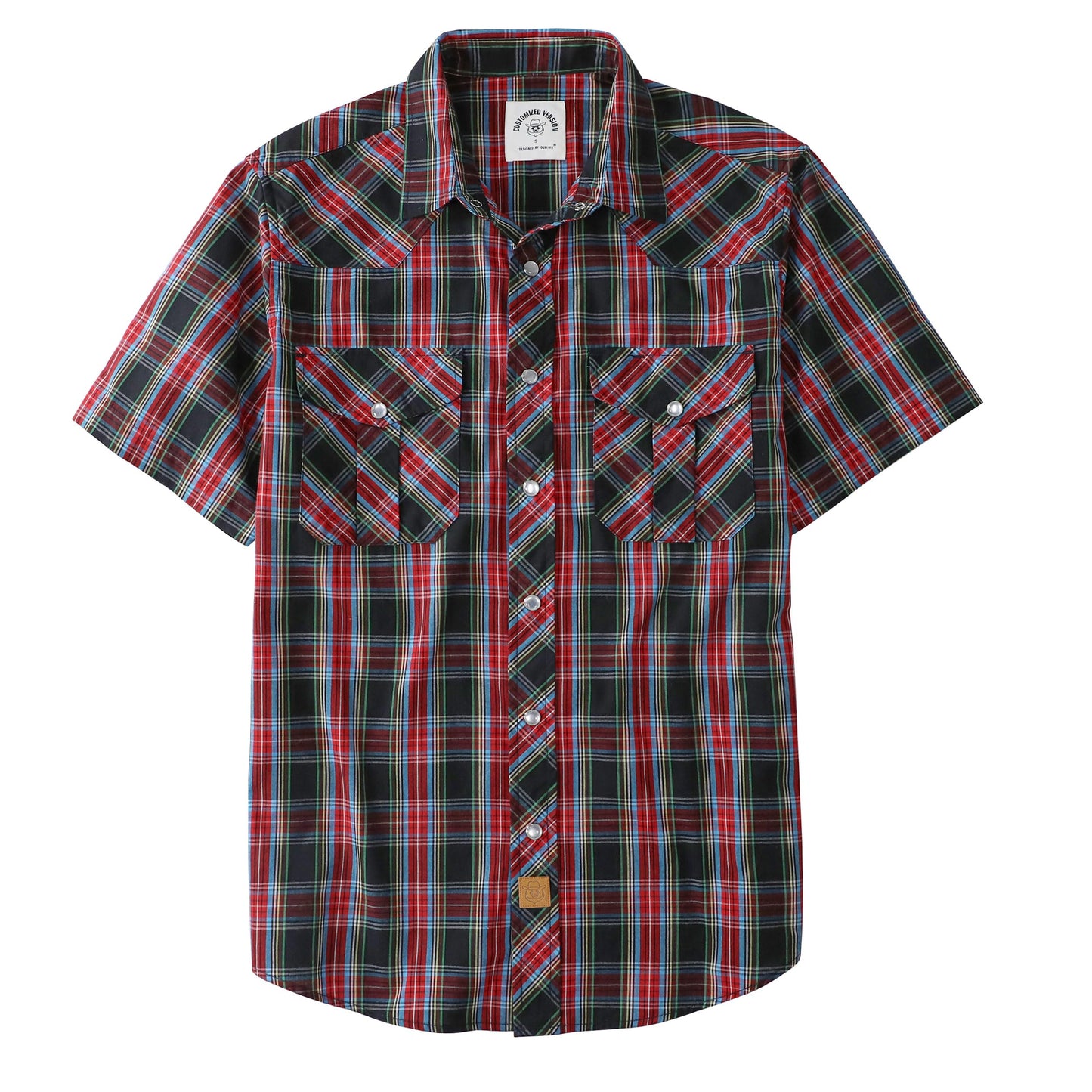 HOTDubinik® Western Shirts for Men Short Sleeve Plaid Pearl Snap Shirts for Men Button Up Shirt Cowboy Casual Work Shirt