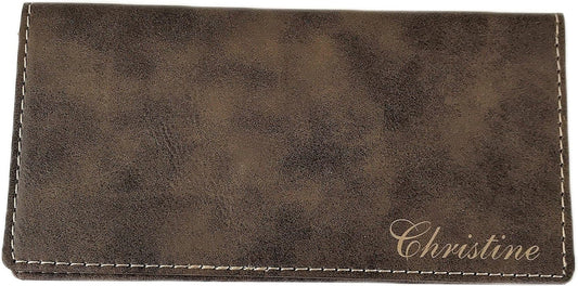 HOTThe Personal Exchange Personalized Checkbook Cover Faux Leather Permanently Engraved (Brown)