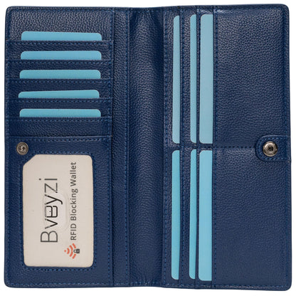 HOTBveyzi Ultra Slim Thin Leather RFID Blocking Credit Card Holder Bifold Clutch Wallets for Women