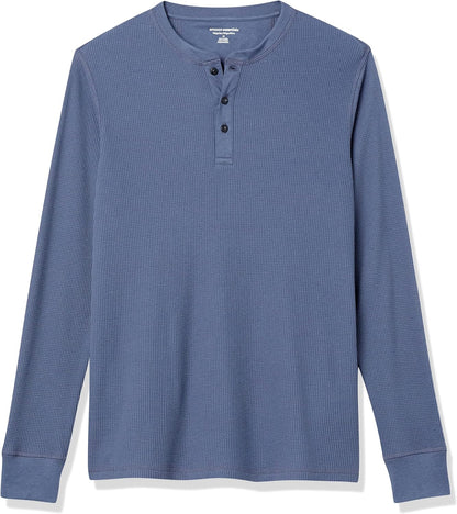 HOTAmazon Essentials Men's Long Sleeve Waffle Henley Shirt
