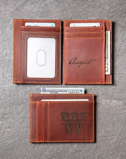 HOTSlim Leather Wallet Personalized With ID Window The Ocala by Left Coast Original