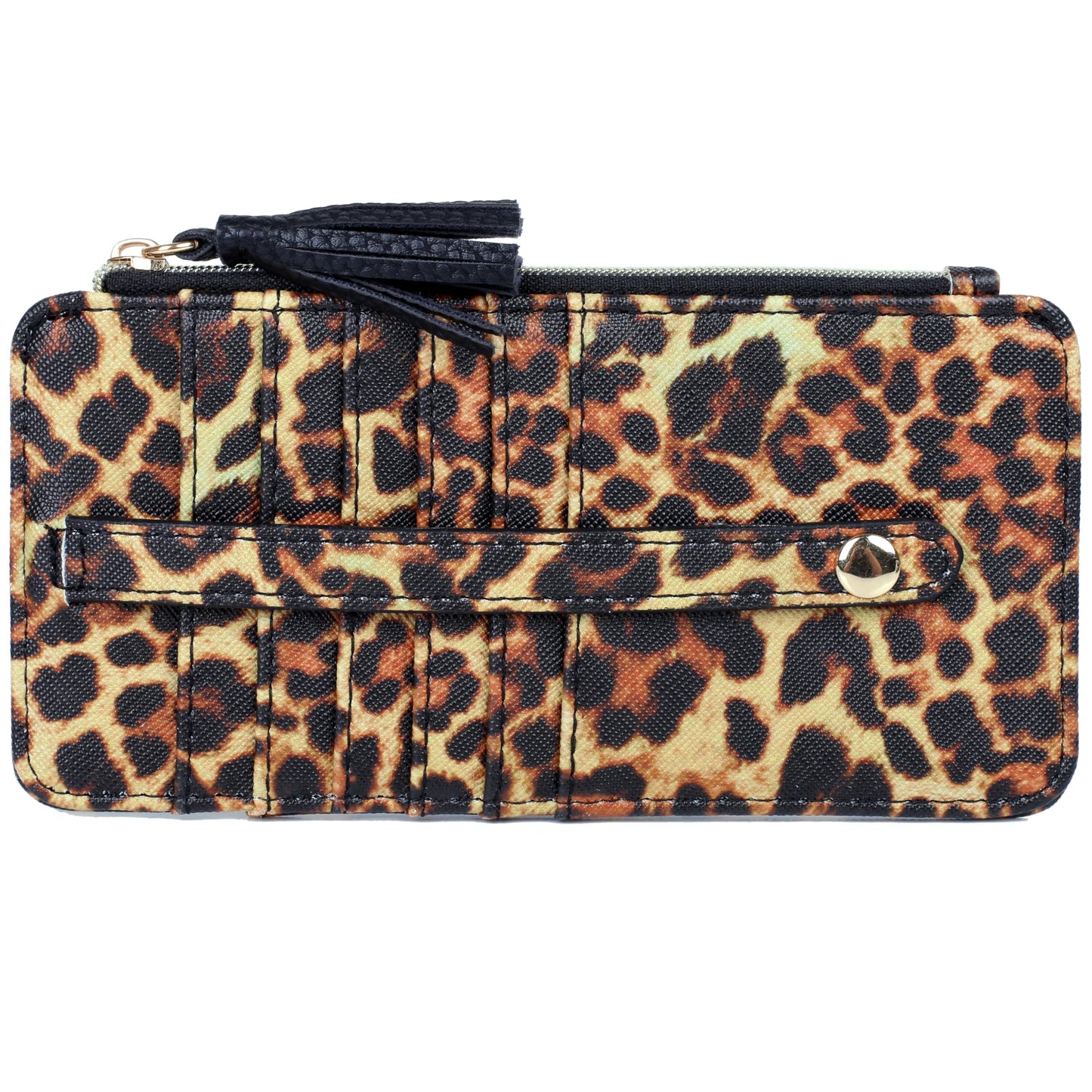 HOTJulia Buxton Vegan Leather Thin Card Case for Women with RFID Blocking, Compact Wallet with 6 Card Slots, ID Window & Zipper Pocket, Ideal Gift, Classic Sage