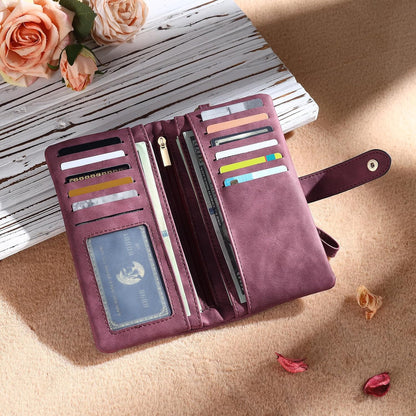 HOTPersonalized Wallet for Women, Custom Birth Flower & Name Detachable Leather Wristlet, Stylish Card Holder Purse with Zipper Large Capacity Wallet Mother's Day Gifts for Mom (Purple)