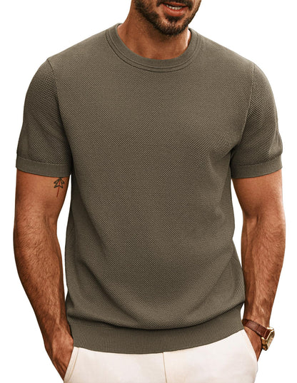 HOTPJ PAUL JONES Mens T Shirts Casual Knit Short Sleeve Tee | Crewneck, Textured Stretch T-Shirts, Lightweight, Comfortable, Breathable, Summer Clothing, Fashion, Classic, Vacation