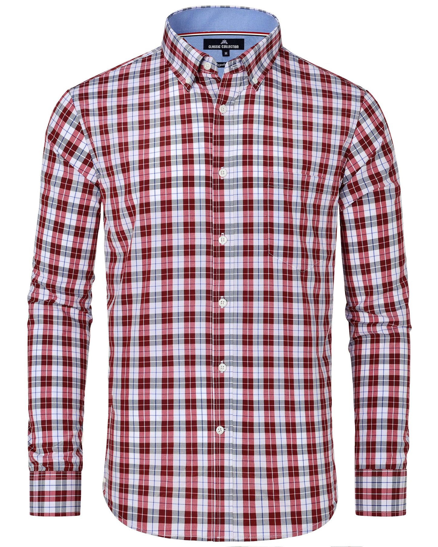 HOTAlimens & Gentle Men's Plaid Button Down Shirts Cotton Long Sleeve Dress Shirts Regular Fit Gingham Shirts