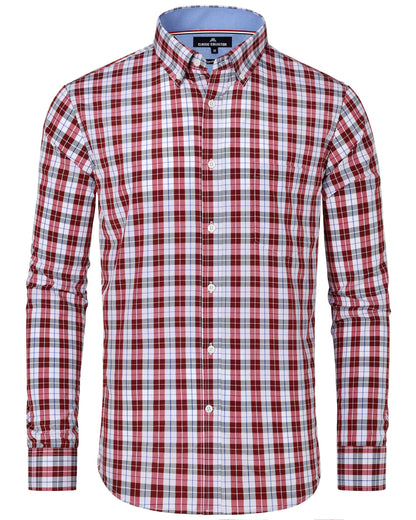 HOTAlimens & Gentle Men's Plaid Button Down Shirts Cotton Long Sleeve Dress Shirts Regular Fit Gingham Shirts