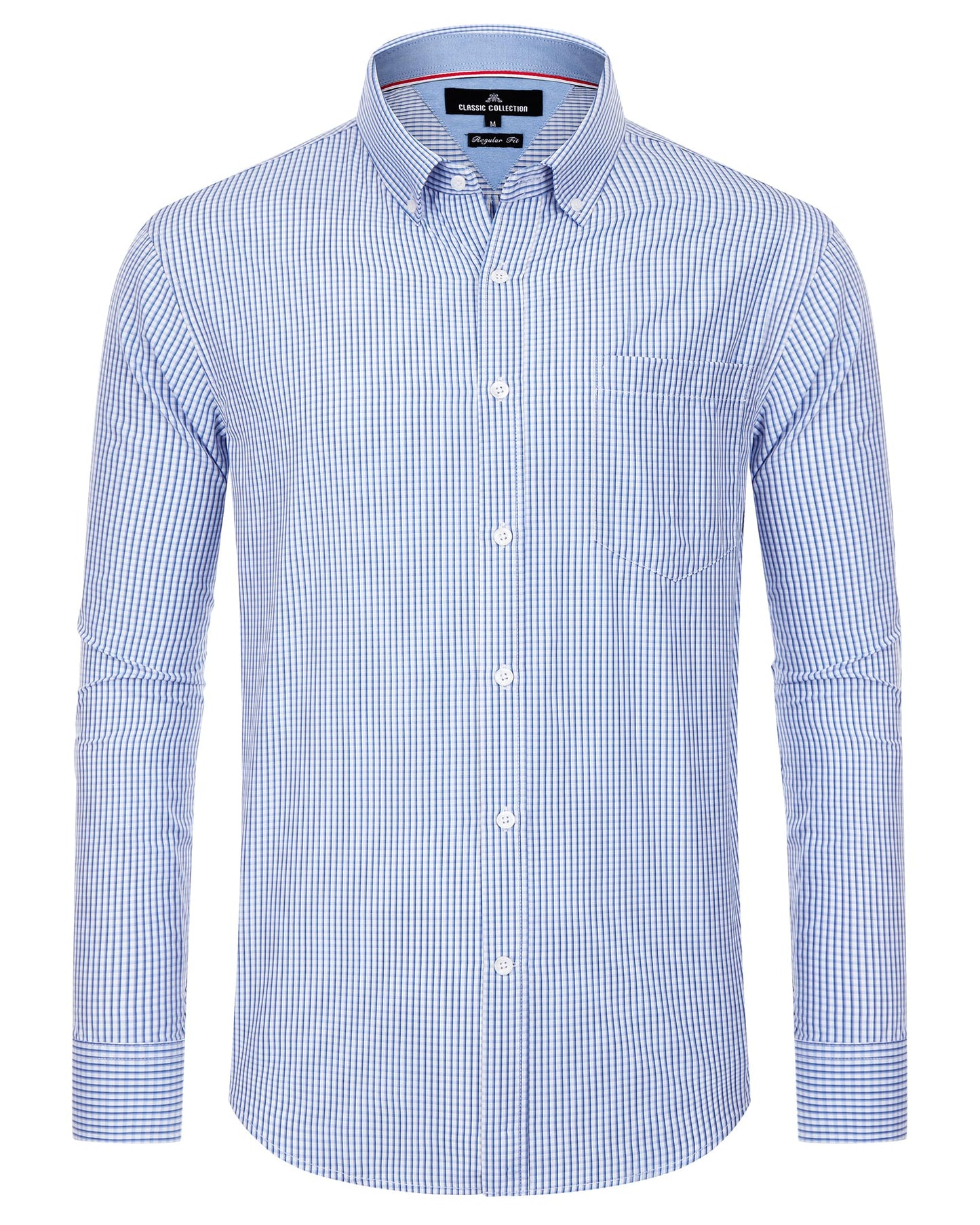 HOTAlimens & Gentle Men's Plaid Button Down Shirts Cotton Long Sleeve Dress Shirts Regular Fit Gingham Shirts
