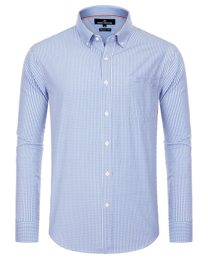 HOTAlimens & Gentle Men's Plaid Button Down Shirts Cotton Long Sleeve Dress Shirts Regular Fit Gingham Shirts