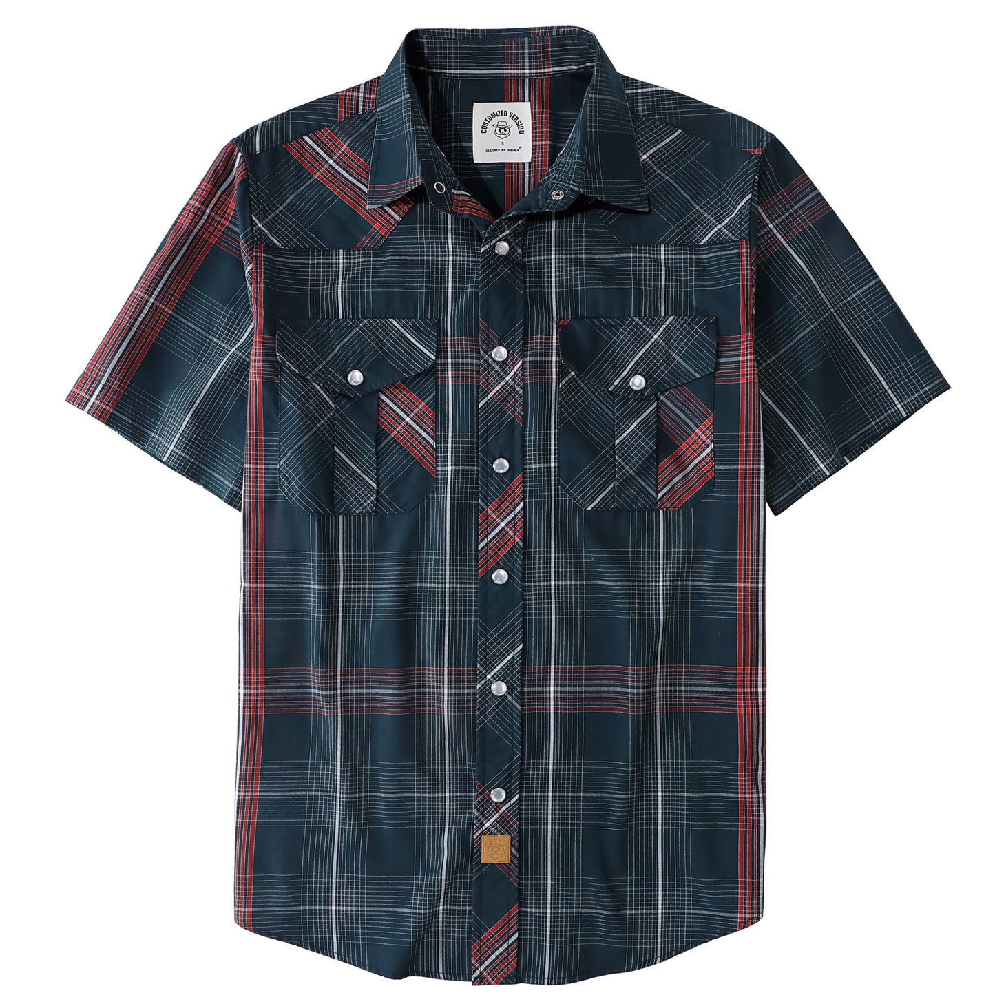 HOTDubinik® Western Shirts for Men Short Sleeve Plaid Pearl Snap Shirts for Men Button Up Shirt Cowboy Casual Work Shirt