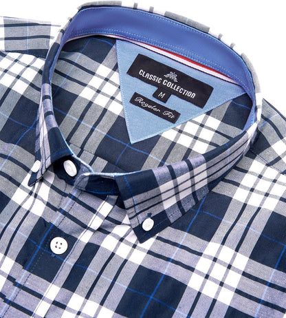 HOTAlimens & Gentle Plaid Mens Short Sleeve Button Down Shirts with Pocket | Lightweight,Button-Down Collar,Regular Fit,Excellent Colors,Breathable,Casual,Cotton Blend,Easy Care