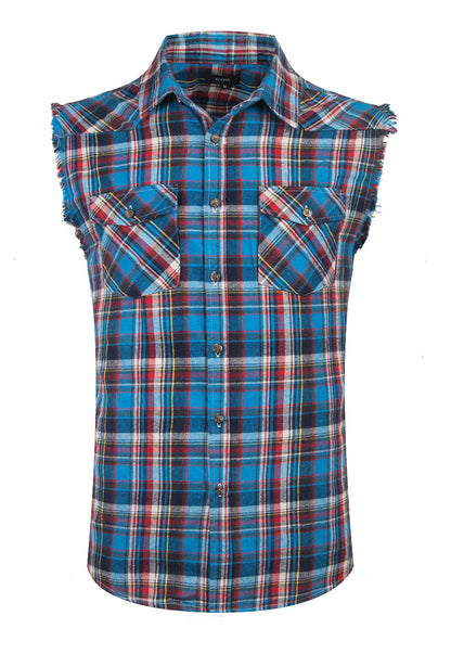 HOTMen's Casual Flannel Plaid Shirt Sleeveless Plus Size Vest