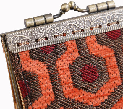 HOTAngelina's Palace Carpet Wallet Vintage Kiss Lock ID Pouch,Clasp Card Holder