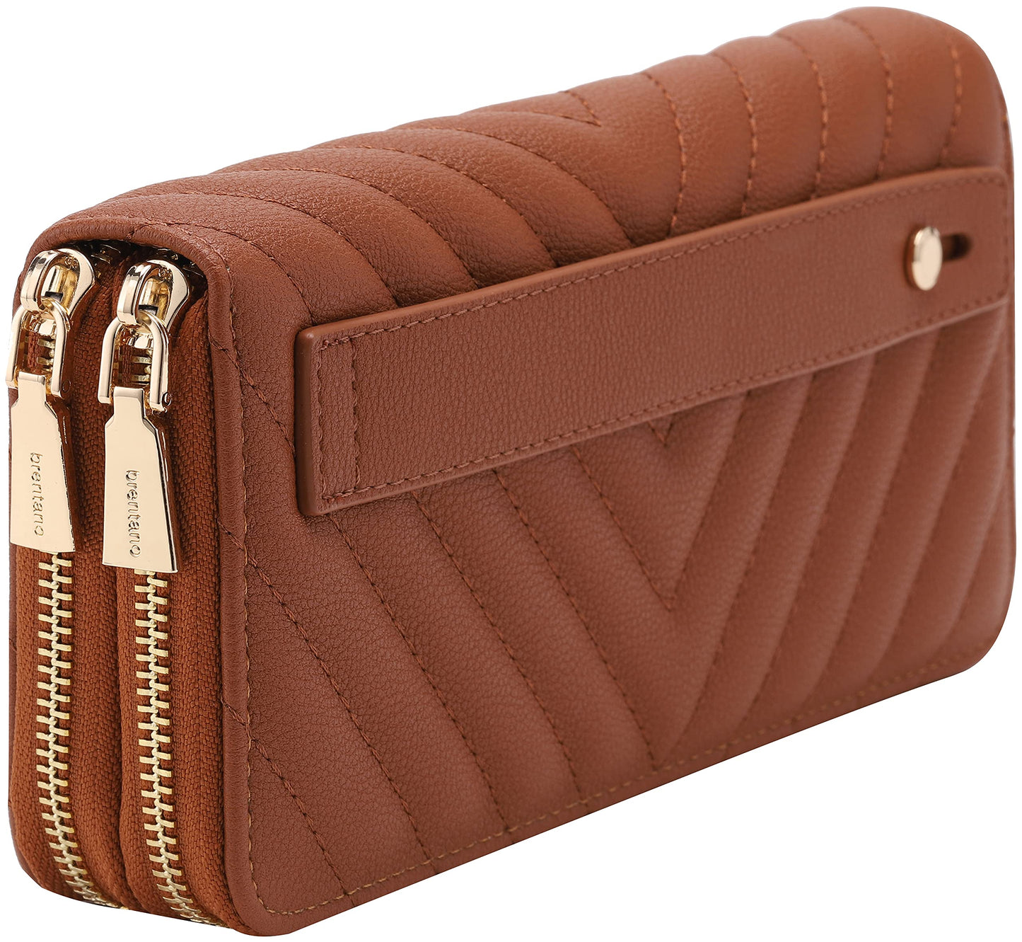 HOTB BRENTANO Vegan Leather Double Zipper Pocket Wallet with Grip Hand Strap (BLUE GLITTER)
