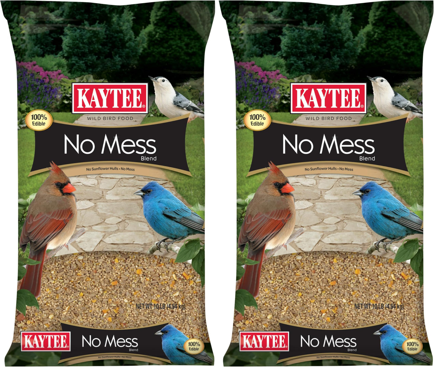 HOTKaytee Wild Bird (No Mess or Waste Free) Food Seed Blend For Blue Jays, Woodpeckers, Juncos, Cardinals, Grosbeaks, Sparrows, and Finches, 10 Pound, (Packaging May Vary)
