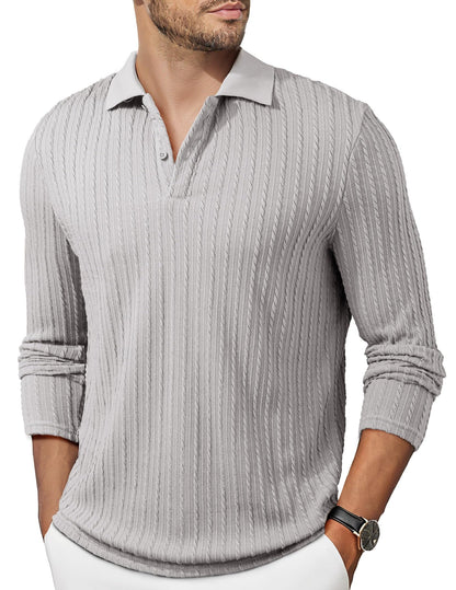 HOTJMIERR Mens Casual Polo Shirt Summer Short Sleeve Vacation Button Beach Knit Stretchy Golf Shirts