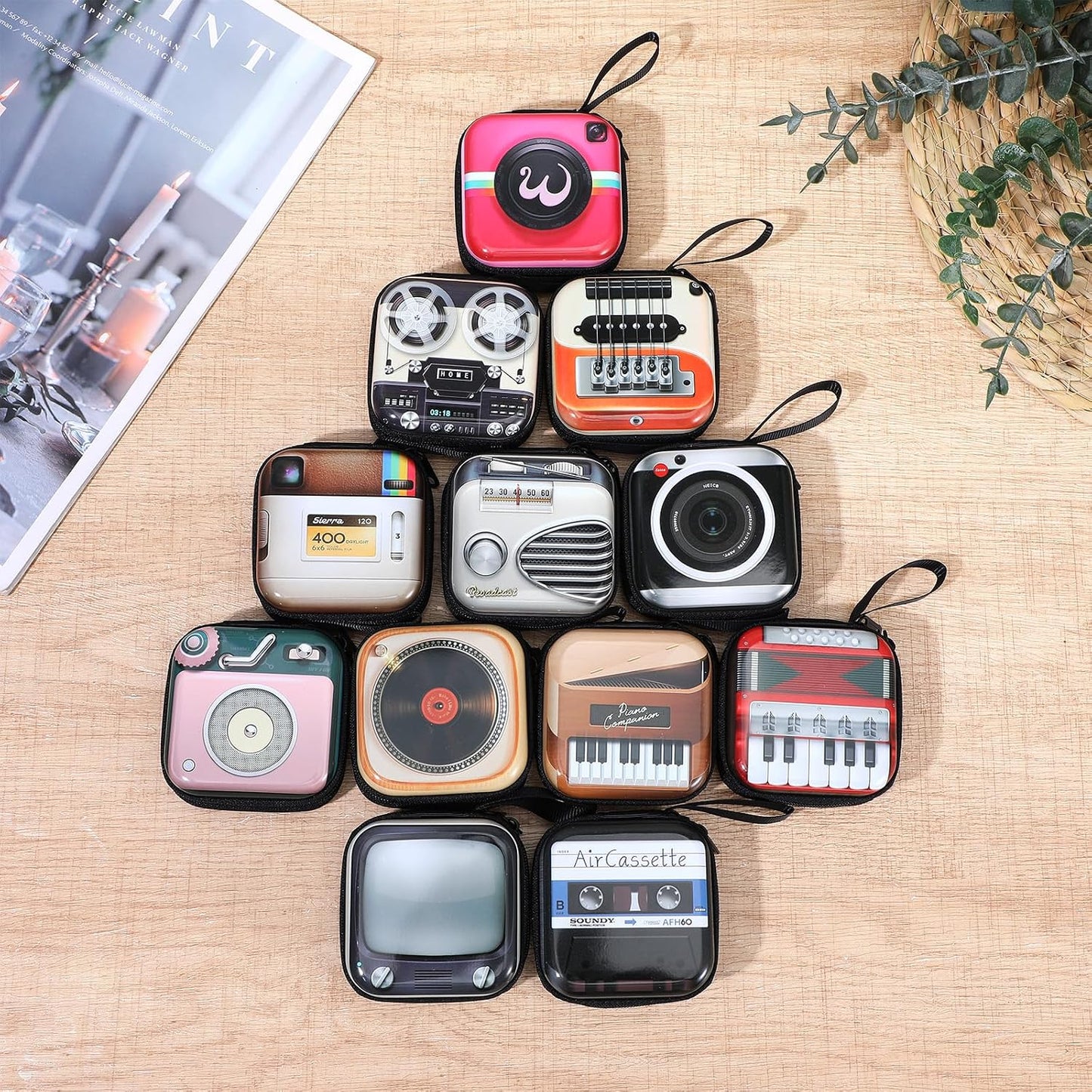 HOT24 Pcs Mini Purse Keychain Set Retro Coin Purse Bulk for Change Earbuds Jewelry Pills Cable Storage Mini Coin Bank Keychain Zipper Pouch for Women Men Gifts Mini Coin Purse Keychain Assorted 12 Styles