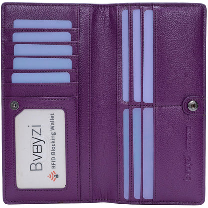 HOTBveyzi Ultra Slim Thin Leather RFID Blocking Credit Card Holder Bifold Clutch Wallets for Women