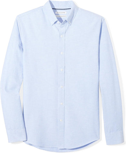 HOTAmazon Essentials Men's Regular-Fit Long Sleeve Oxford Shirt, 100% Cotton