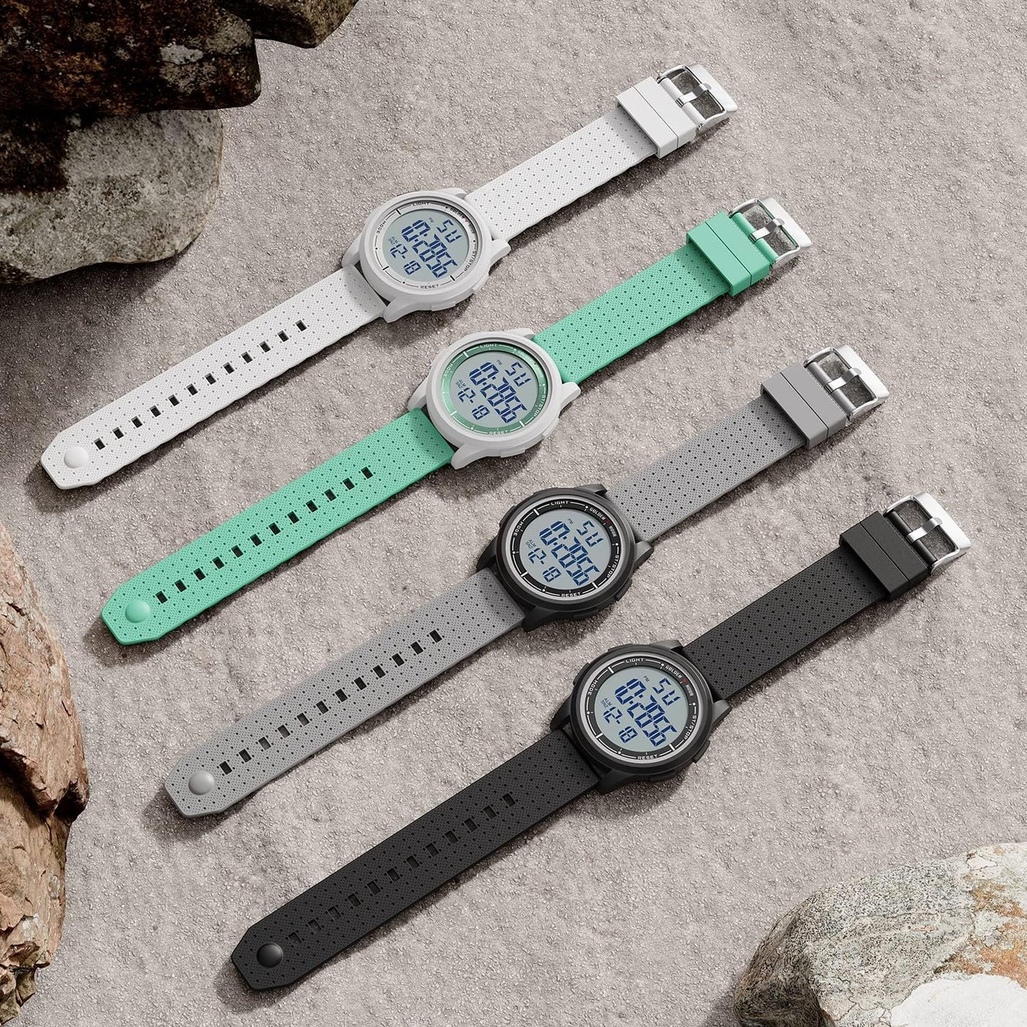 HOTGOLDEN HOUR Ultra-Thin Minimalist Sports Waterproof Digital Watches Men with Wide-Angle Display Rubber Strap Wrist Watch for Men Women