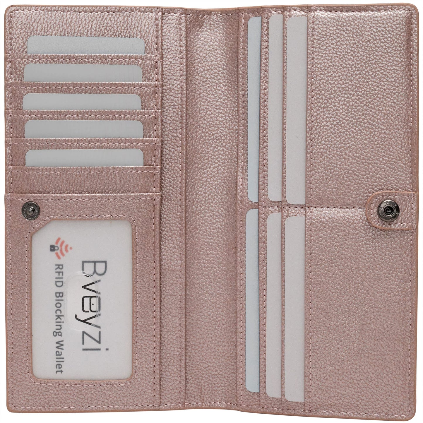 HOTBveyzi Ultra Slim Thin Leather RFID Blocking Credit Card Holder Bifold Clutch Wallets for Women