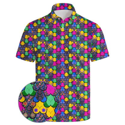 HOTGolf Polos for Men Funny Moisture Wicking Golf Shirts Performance Quick-Dry Polo Shirts Short Sleeve