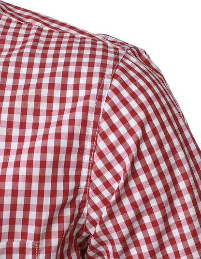 HOTLucMatton Men's Gingham Short Sleeve Button Down Shirt Cotton Regular Fit Plaid Dress Shirts with Pocket