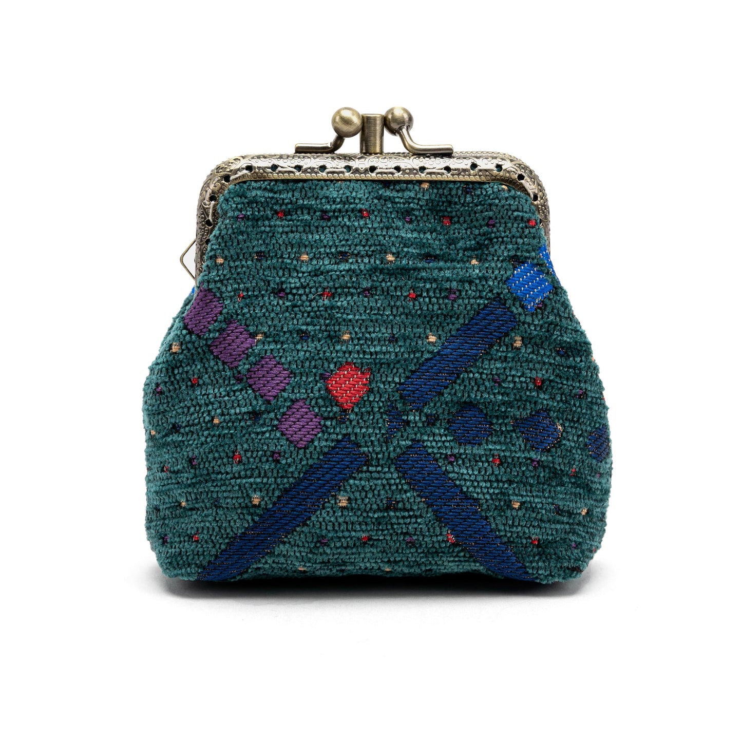 HOTCarpet Bag Double Kiss Clasp Coin Purse Pouch,Vintage Change Wallet Card Holder