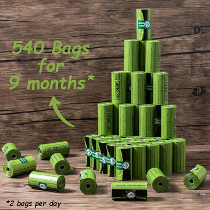 HOTGreener Walker Poop Bags for Dog Waste-540 Bags,Extra Thick Strong 100% Leak Proof Dog Waste Bags (Green)