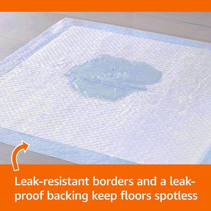 HOTAmazon Basics Heavy Duty Dog and Puppy Pee Pads, Leak-Proof 5-Layer Super Absorbent, Quick-Dry Surface for Potty Training, Regular Size, 24x23", Blue & White, 50 Count