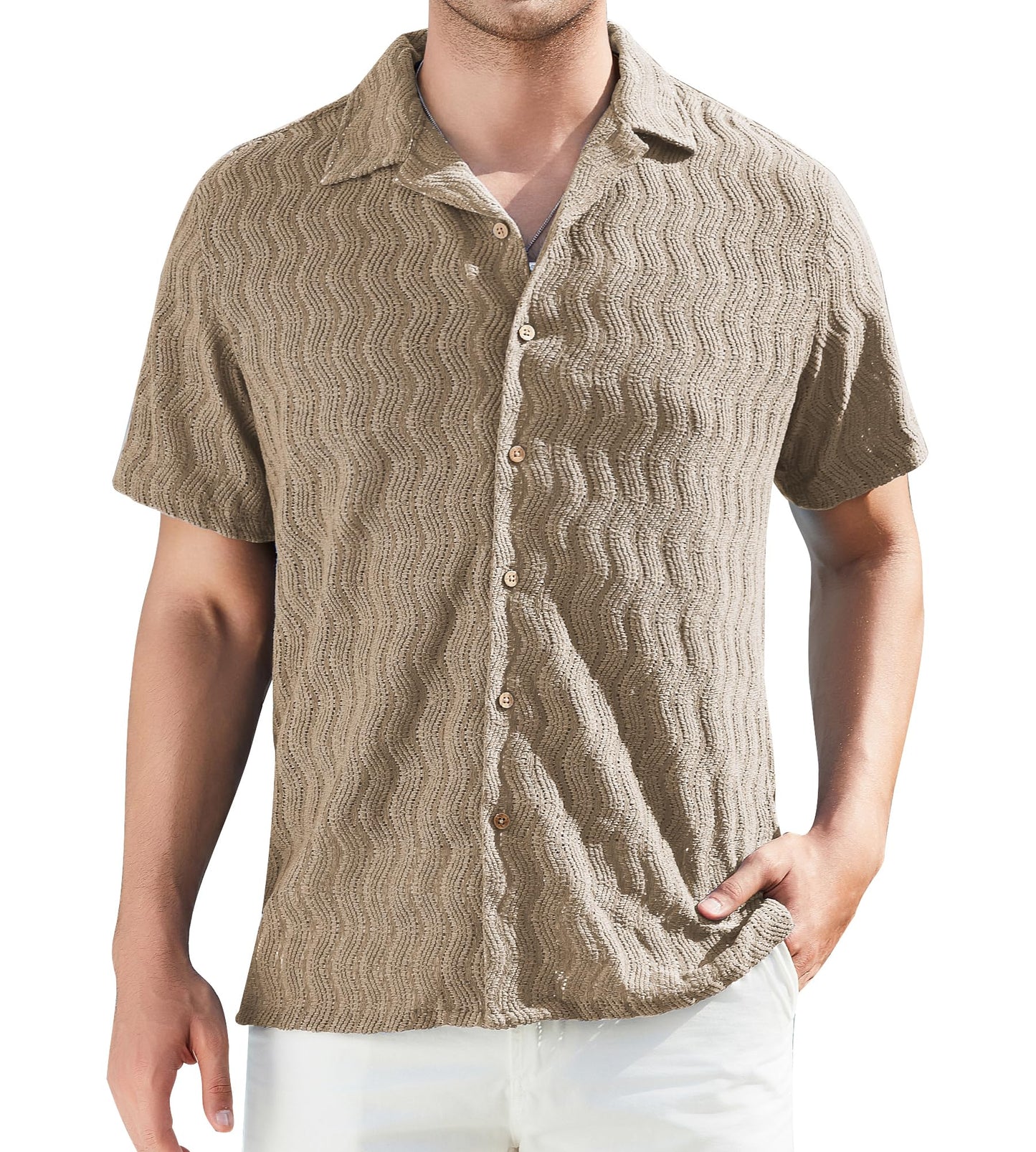 HOTDamipow Mens Casual Button Down Shirts Short Sleeve Fashion Vacation Beach Shirts