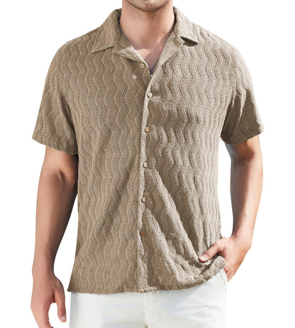 HOTDamipow Mens Casual Button Down Shirts Short Sleeve Fashion Vacation Beach Shirts